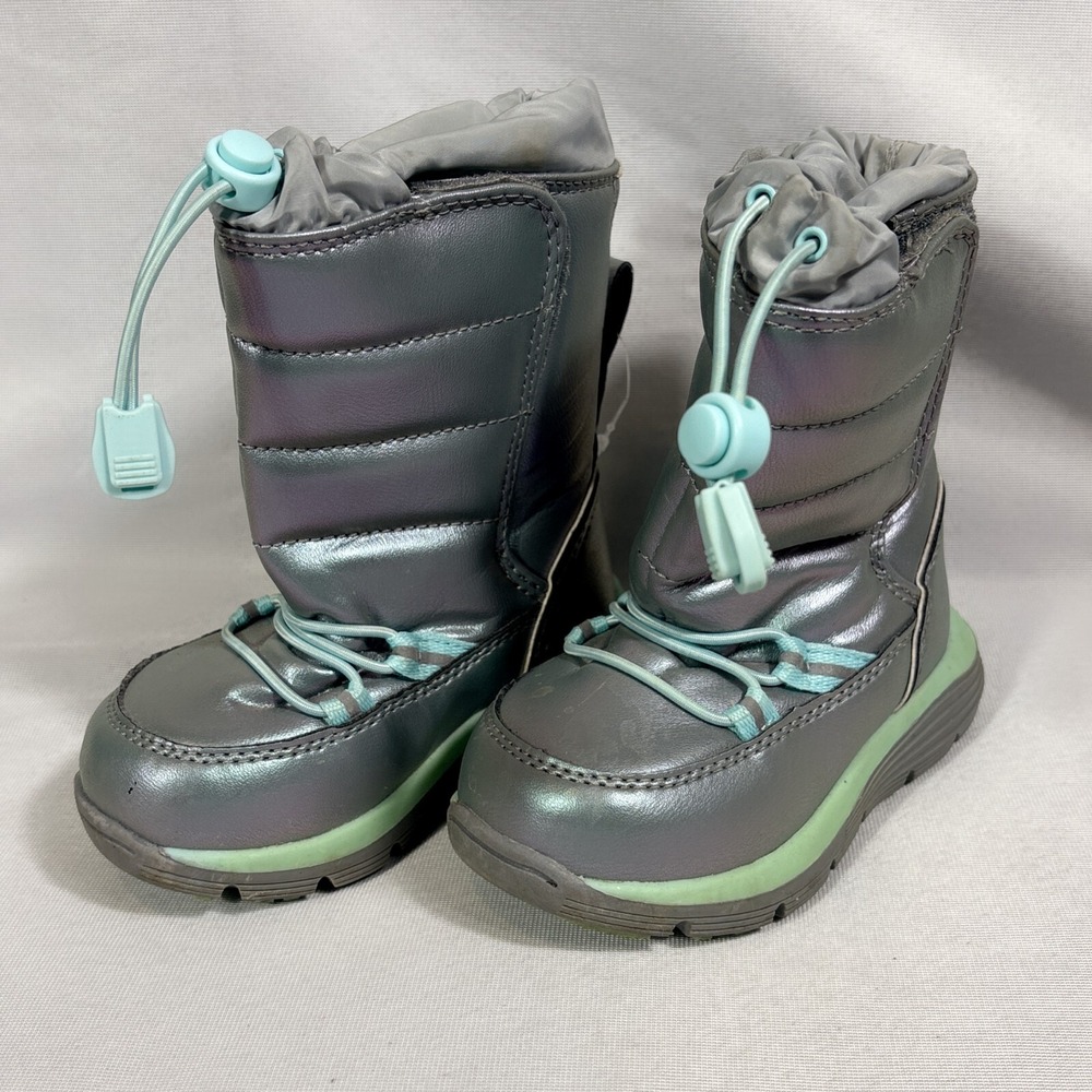 Lands' End Iridescent Flurry Insulated Snow Boots Unisex Kids 6M Blue